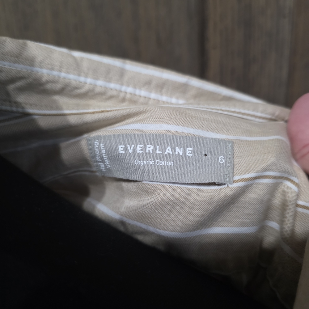 Everlane Striped Beige Button-Up Shirt - Picture 3 of 4